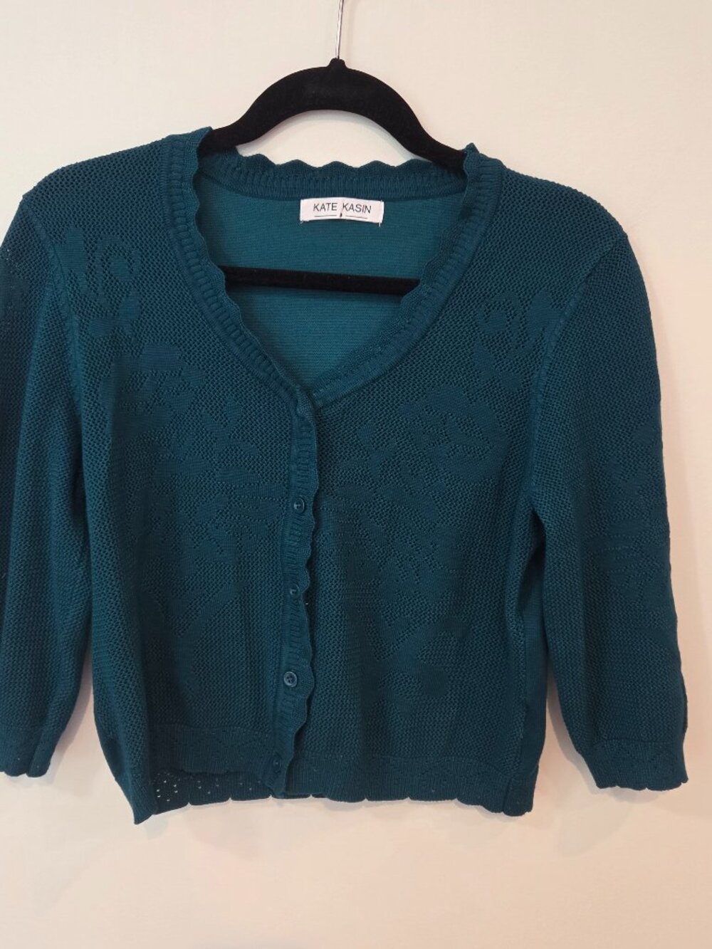 Open Weave Green Knit Cardigan Size M